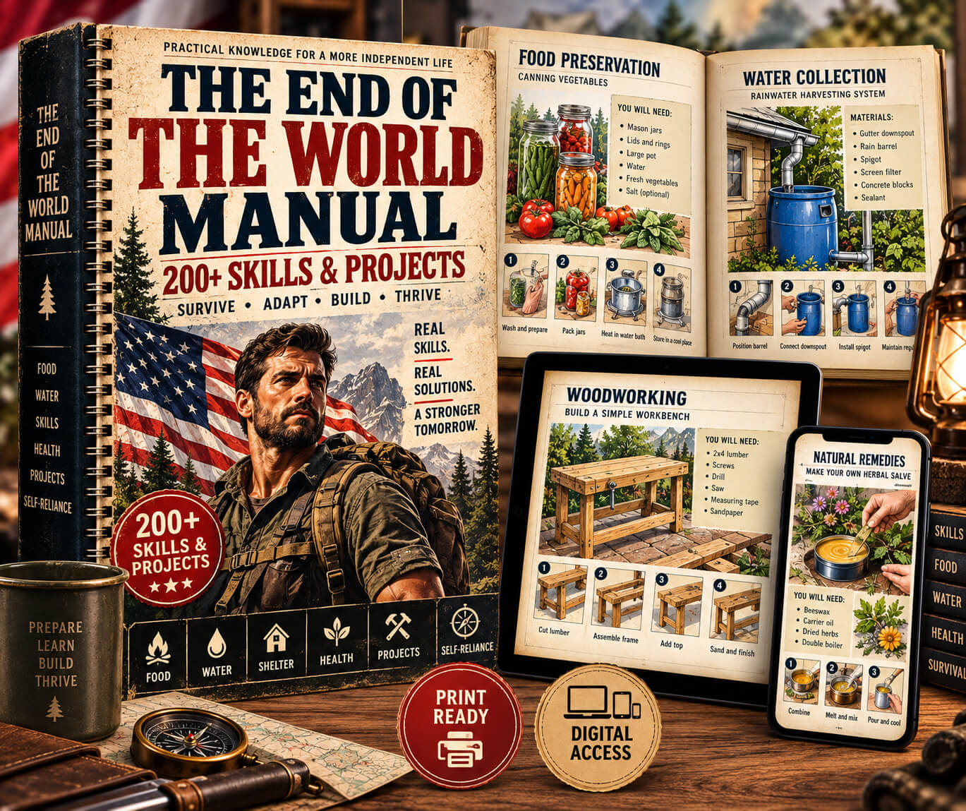 The End of the World Manual displayed in print and on digital devices